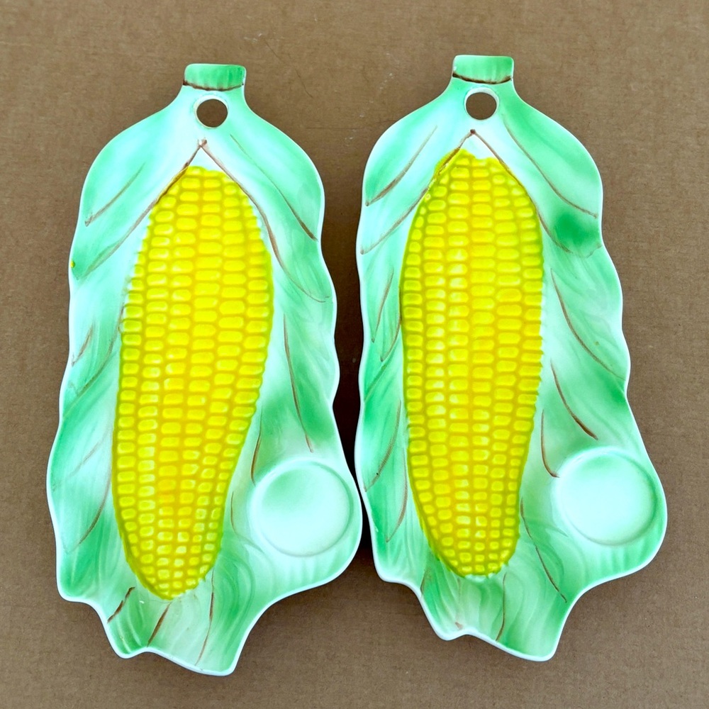 MCM Vintage Corn on the Cob Dish set of 2 1950s Fall Decor
